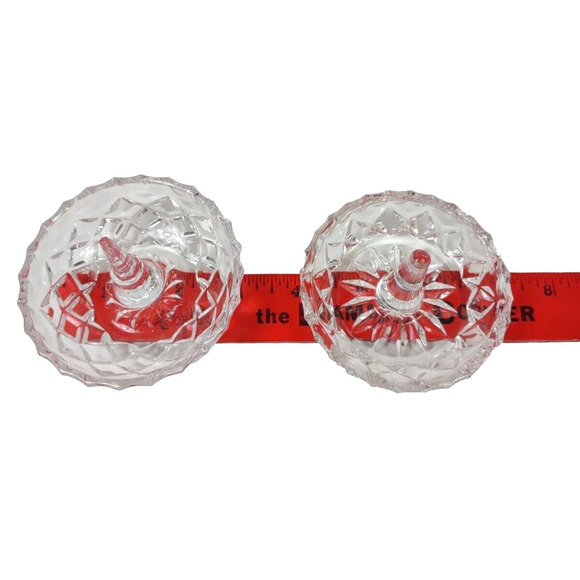 Lot of 2 Gorham Darby Manor Clear Cut Glass Round Ring Jewelry Holders 3" - Picture 6 of 8